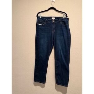 Molly & Isadora Women's Dark Wash Straight Leg Jeans Size 14  27 1/2 in inseam